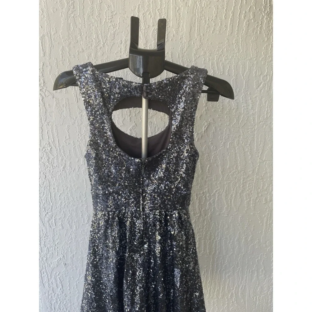 Arden B Sequin Dress Size S Gunmetal Silver Full Skirt